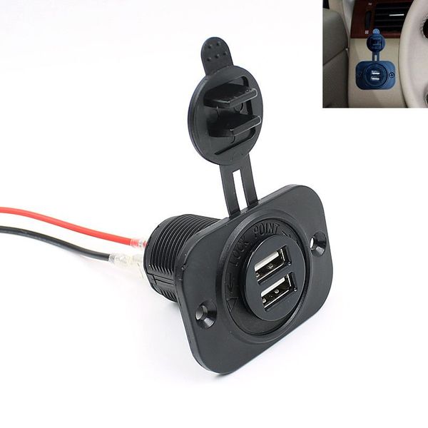 

12v waterproof car cigarette lighter socket mini 2 usb ports fast charging adapter power outlet socket #bl25
