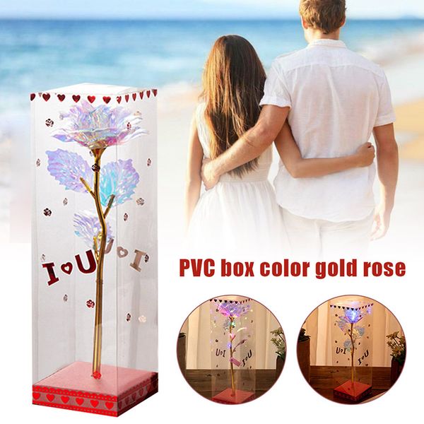 

24k led luminous simulation rose flower romantic christmas valentine day wedding gift can csv