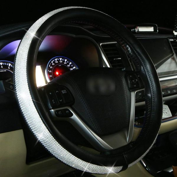 

fashion breathable skidproof bling bling silver rhinestone crystals for girls ladys car steering wheel cover