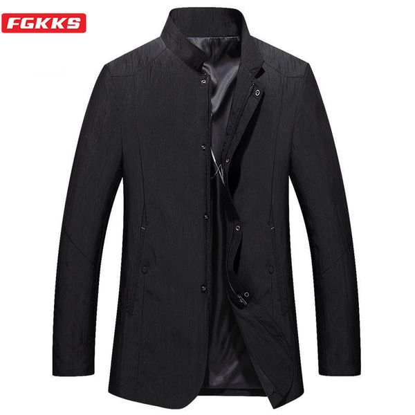 

fgkks quality brand men fashion jackets 2020 spring autumn new men's business casual outerwear stand collar jacket coats male, Black;brown