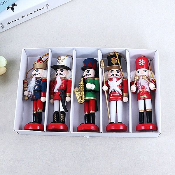 

merry christmas decoration kids nutcracker soldier doll 1pcs 12cm wooden pendants new year decor ornaments for xmas tree decor