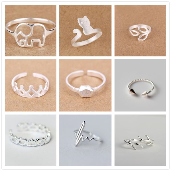 

lucky hollow elephant cat animal rings for women romantic cute heartbeat jewelry dating accessories anillos mujer, Golden;silver