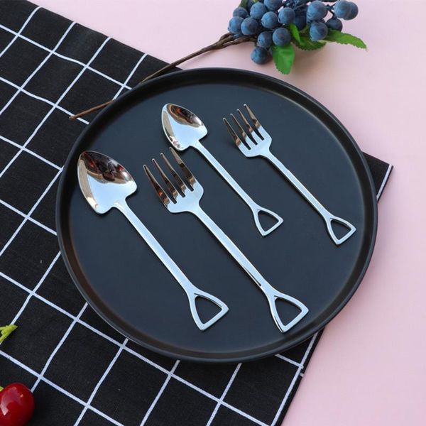 

other dinnerware stainless steel creative shovel shape spoon fruit salad fork tableware dinner forks ice cream dessert spoons picnic camping