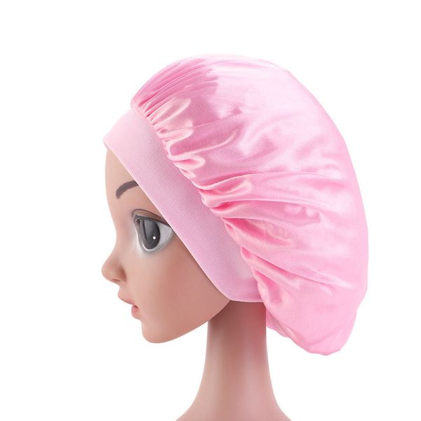 

soft satin sleeping cap salon bonnet for kids boys girls comfortable children night sleep hat hair loss cap ladies turban suit 3-8y kids dhl, Blue;gray
