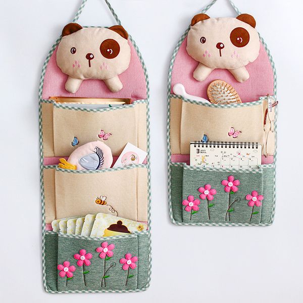 

cartoon wall hanging storage bag cotton linen organizer bags door hanging sundry bags sundry sorting bags