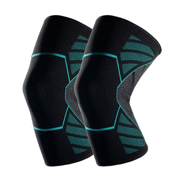 

1pc elastic sports knee pad sleeve breathable silicone support brace men running fitness hiking cycling knee protector, Black;gray