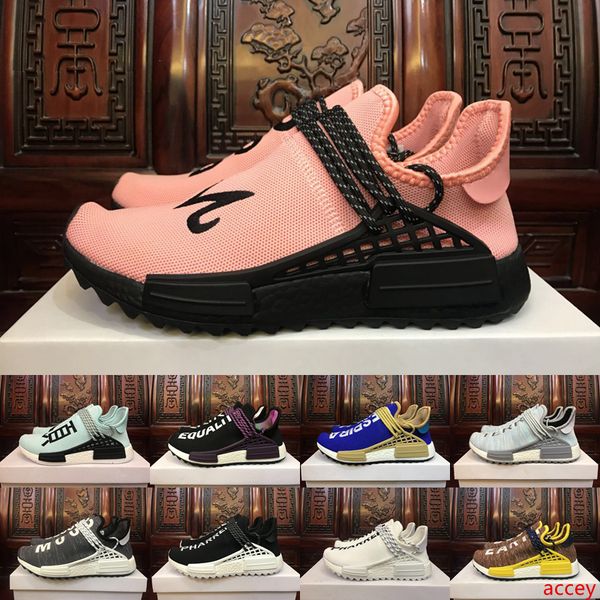 

2019 new human race pharrell williams x running shoes holi equality blank canvas core black sun glow yellow trainers sports sneakers 5-11