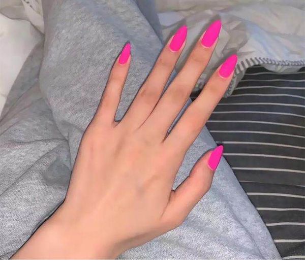 

european and american style matte ins false nail patch nail products finished long pointed scrub barbie powder nail nails, Red;gold