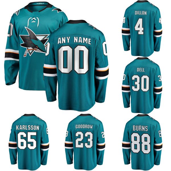 

aaron dell stitched men's brent burns joe thornton kevin labanc lukas radil tomas hertl martin jones logan couture green hockey jersey