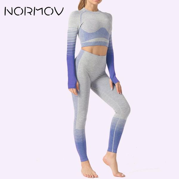 

normov seamless yoga set fitness sports suits gym clothing long sleeve crop shirts high waist running leggings workout pants, White;red