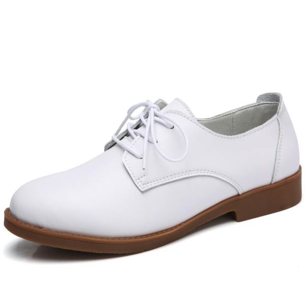 

women casual shoes flats british wind leather soft bottom comfortable women's shoes, Black