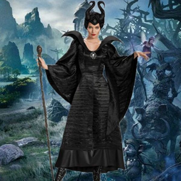 

new deluxe maleficent christening black gown halloween witch cosplay fancy dress costume carnival party clothing outfit, Black;red