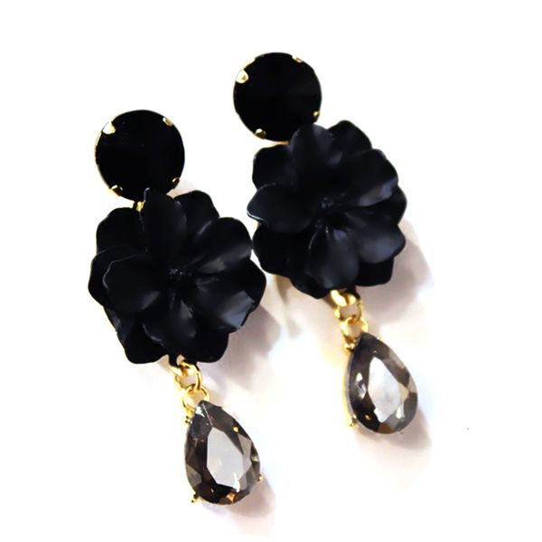 

pendant dangle jewelry drop vintage flower natural stone crystal earrings, Silver