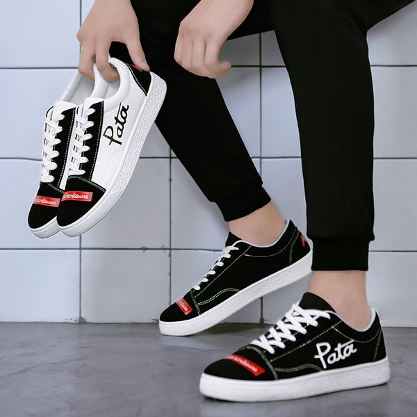 

couple pata canva shoes flat shoes classic white black autumn walking luxury mens womens casual shoes