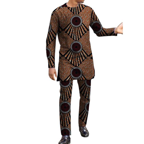

african clothes men's print set shirt with trouser patchwork ankara pant sets customized wedding wear male formal outfits, Gray