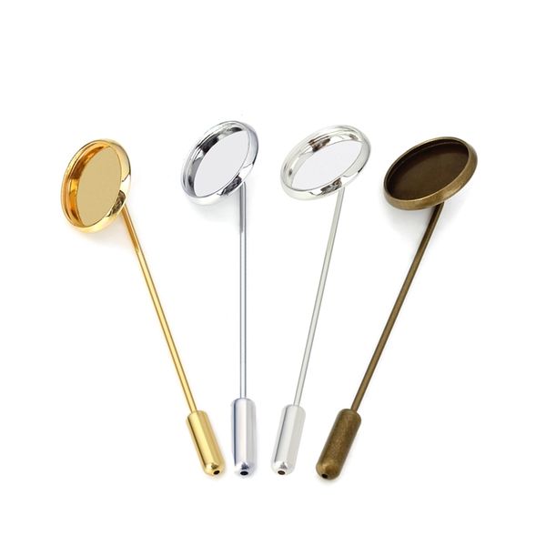 

20pcs / серия 50мм золото серебро цвет брошь pin copper broocher база fit 12mm кабошон камея заготовки для diy заключений ювелирных изделий, Blue;slivery