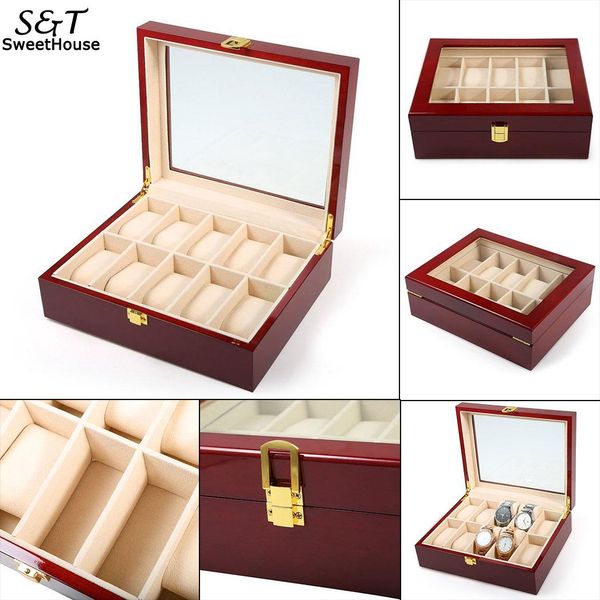 

2/6/10 grids pu leather watch box case professional holder organizer for clock watches jewelry storage boxes case display, Black;blue