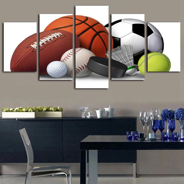 

5 panels cartoon sports balls artwork giclee canvas print modern abstract pictures paintings on canvas wall art for home decor wall decor