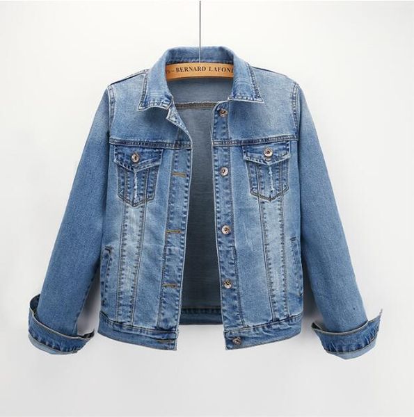 

2019 new denim jacket female summer stretch long-sleeved jacket short section slim small large size women, Black;brown