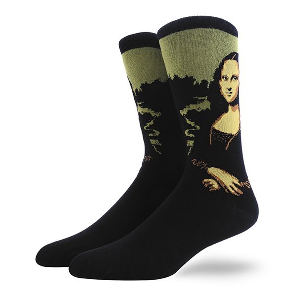 

casual socks retro style art patterned anti-slip breathable cotton hosiery footwear accessories, Black