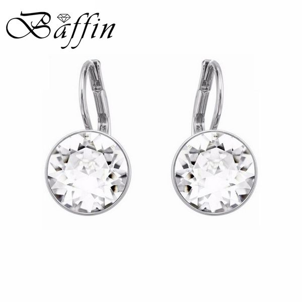 

bella piercing earrings made with swarovski elements clear crystal from swarovski bijoux women christmas gift, Silver