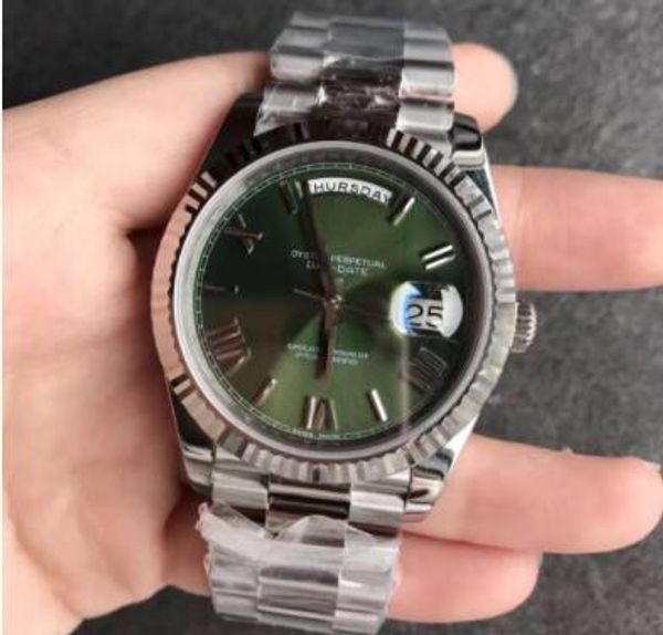 

18k rose gold steel clasp mens watch day-green face president 116-719 automatic watches men ing, Slivery;brown