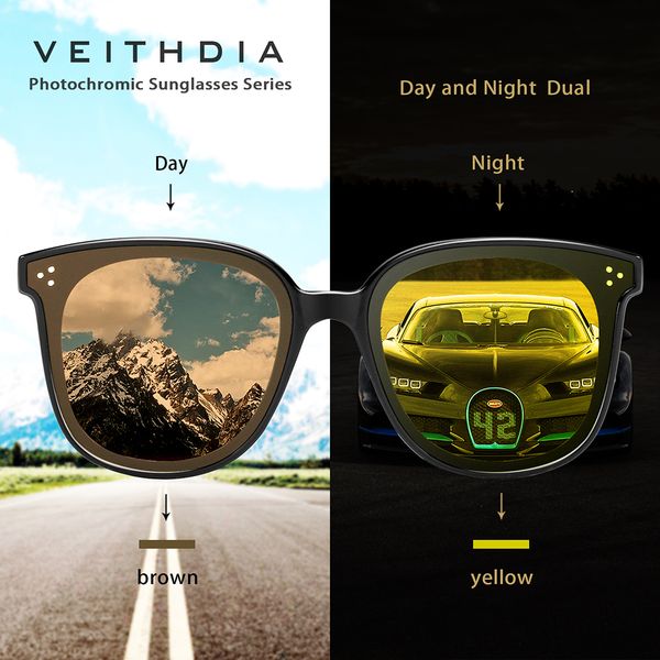 

brand vintage day night dual womens sunglasses polarized mirror lens cat eye pchromic sun glasses for women 8520, White;black