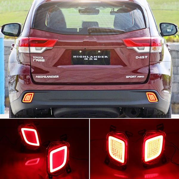 

2pcs reflector for toyota highlander kluger xu50 2014 - 2018 car led rear fog lamp bumper light brake tail light