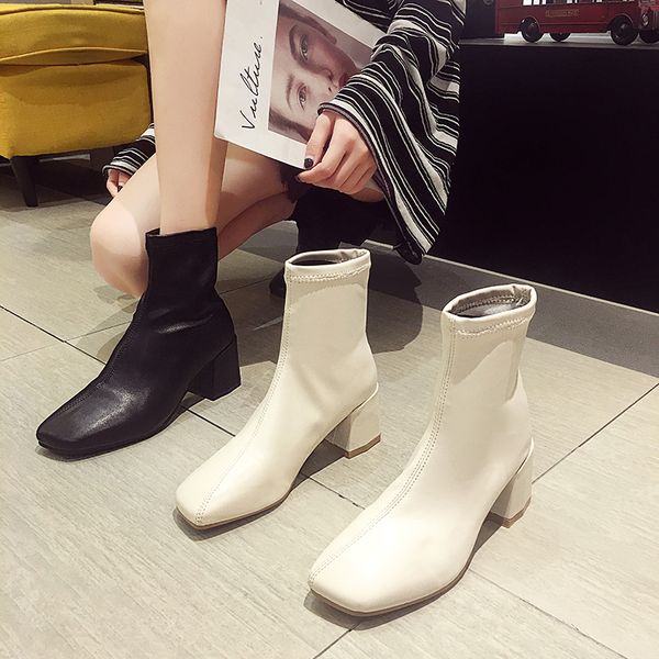 

женкие Ѭезинове апоги обђв пинеки женина 2019 вокие каблђки lace up Ѭоконе, Black