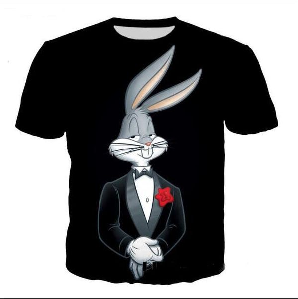 

fashion mens womens summer style cartoon bugs bunny funny 3d print casual t-shirt xdx057, White;black