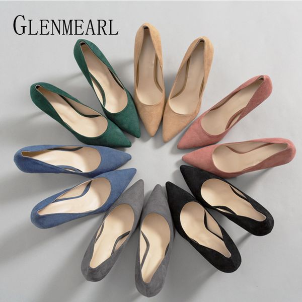 

women high heels female shoes women pumps solid colorful slip on pointed toe brand dress shoes wedding shoes 2020 new de, Black