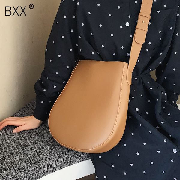 

bxx] женщины solid color кожа pu crossbody ковш сумки для женщин 2020 простой женский плеча сумка lady сумки hk117