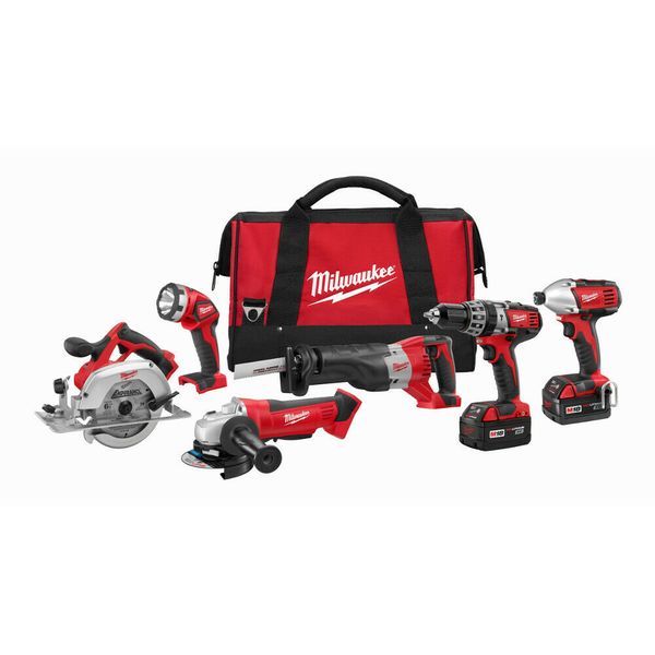 

Milwaukee 2696 26 m18 18 volt cordle power lithium ion 6 tool combo kit, White