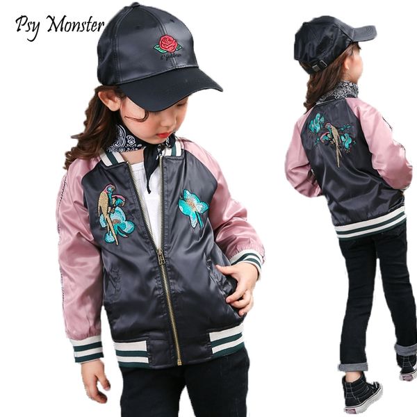 

jacket for girl autumn embroidery bomber jacket for girl windproof trendy baby baseball active kids children coat, Blue;gray