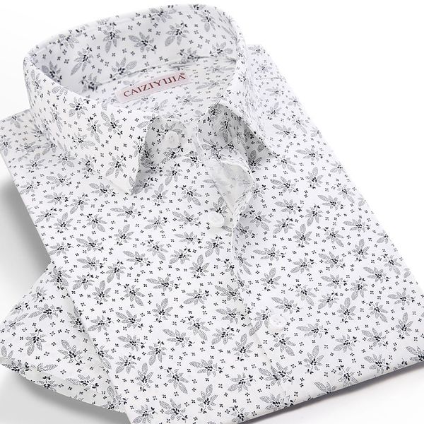 

100% cotton men's short sleeve printed shirt summer new regular fit breathable soft floral casual beach shirt, White;black