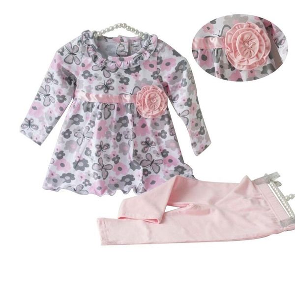 

new 12 18 24 months floral peplum dress + pant outfit baby girl clothes set 2pcs, White