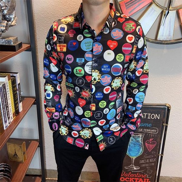 

2020 high-end new long-sleeved lapel men's shirt -3xlvg230, White;black