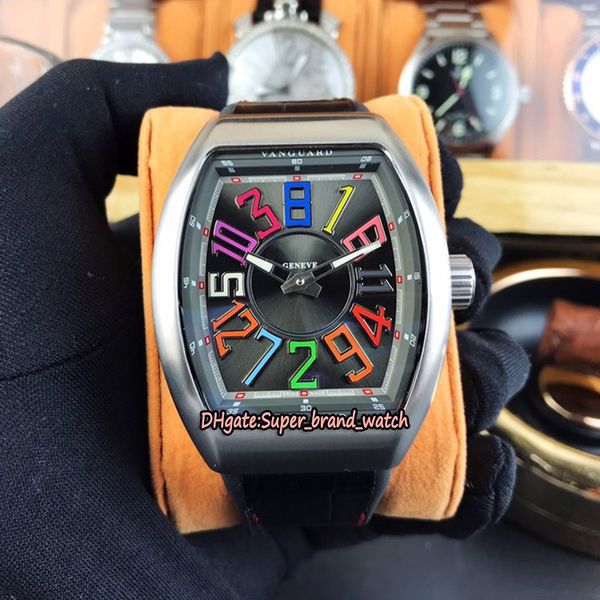 

version crazy hours 8880 ch col drm black dial automatic mechanical mens watch 316l steel case leather strap designer sport watches, Slivery;brown