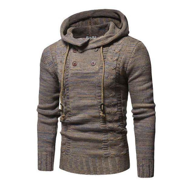 

mens wool sweater pullover long sleeve hooded sweatcoat sweater jumper knitwear winter cashmere outerwears male -xxl, White;black