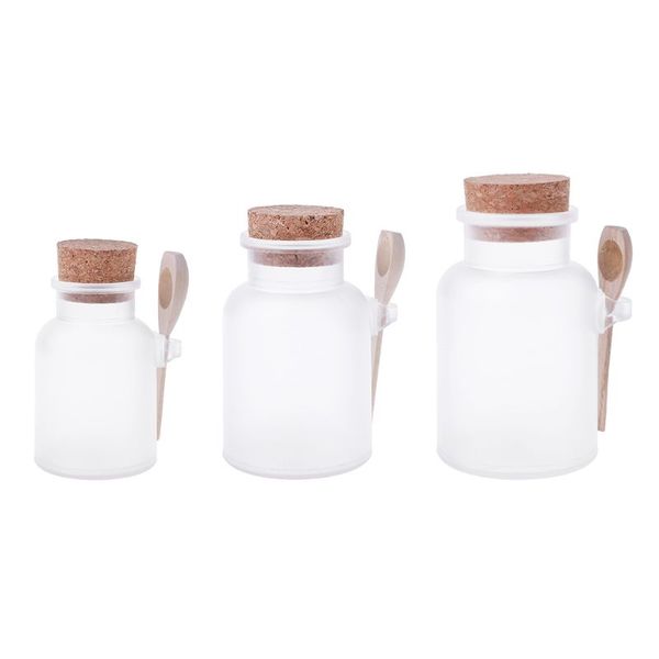

scrub bath salt abs bottle sealed jar wooden spoon soft cork storage ser bottle frosted seal refillable mask