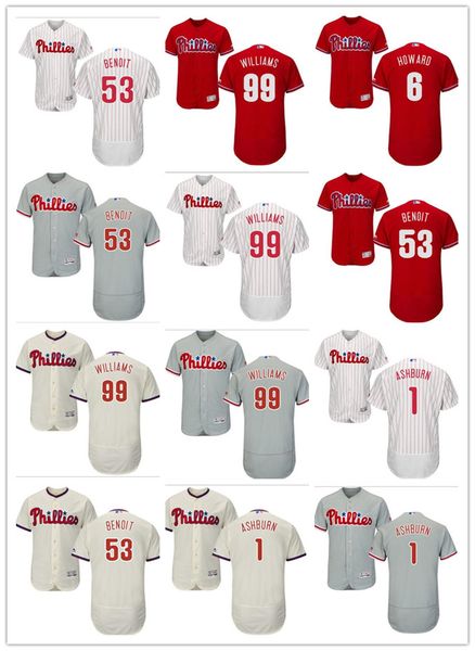 

custom men's women youth philadelphia jersey #1 richie ashburn 99 mitch williams 53 joaquin benoit 6 ryan howard baseball jerseys, Blue;black