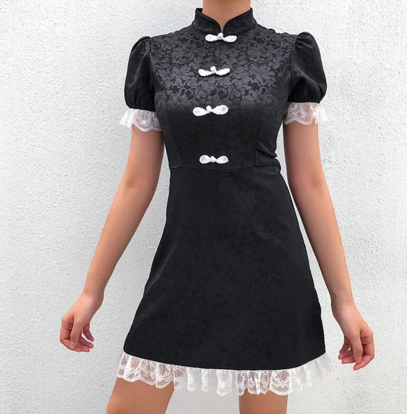 

летнее винтажное кружевное платье с коротким рукавом с коротким рукавом, Red