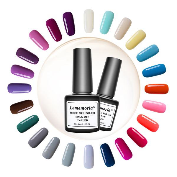 

lamemoria nail polish uv gel varnish vernis permanent long-lasting uv 36 colors gel manicure primer coat glitter pink purpl