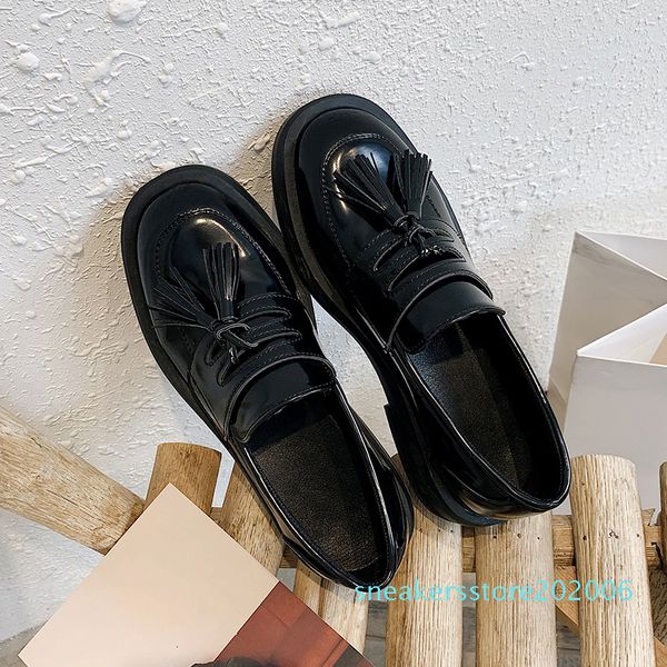 

springtime style women flat platform shoes woman thick bottom autumn burgendy platform women's casual shoes flats women d01 s06, Black