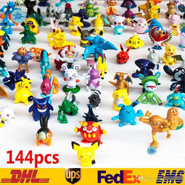

144 pcs pokemons monster pikachu toys pvc cartoon cosplay movies action figure decoration doll toys children kids toys gifts 3cm sz-t02
