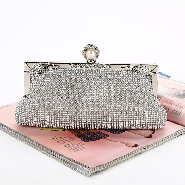

wholesale retail new style handmade crystal evening bag luxury clutch with satin for wedding banquet party prom factory direct