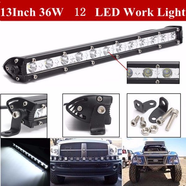

car-styling kongyide 13 inch 36w white led spot work light bar driving fog offroad for suv atv lamp 8d1123 dropship