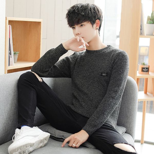 

solid color sweater men's pullover sweater fashion, White;black