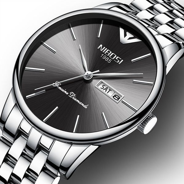 

nibosi мужские часы лучшие из нержавеющей стали мужские часы водонепроницаемые часы мужские классические мужские часы кварцевые часы наручны, Slivery;brown