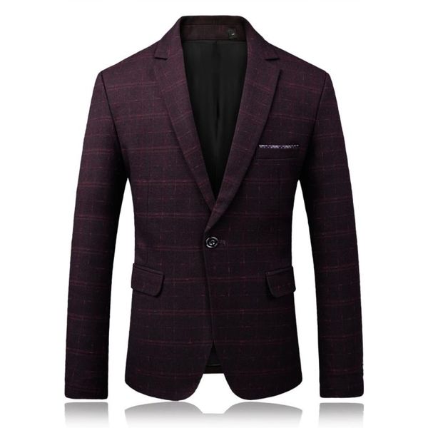 

nice spring new voguemen fashion slim blazer jacket single button classic plaid printed blazers male asian size m-3xl, White;black